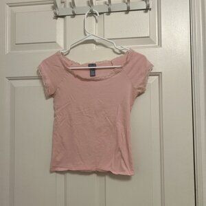 Tillys Soft Pink Lace Trim Top